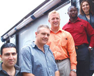 The PneuDrive team – (L to R): Brian Abbott and Ernst Smith of Festo, Philip van Rensburg, Norman Maleka and Rene Rose of SEW-Eurodrive